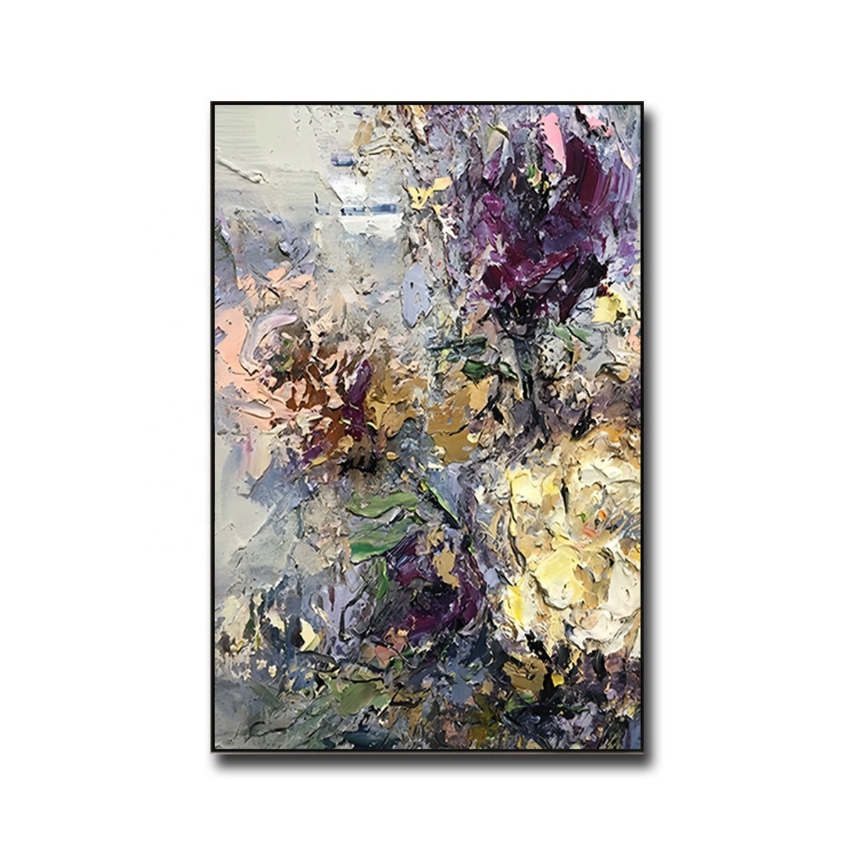 Abstract Colorful Flower Oil Painting art on Canvas Large Original Modern Floral Acrylic Painting Living Room Wall Art Decor