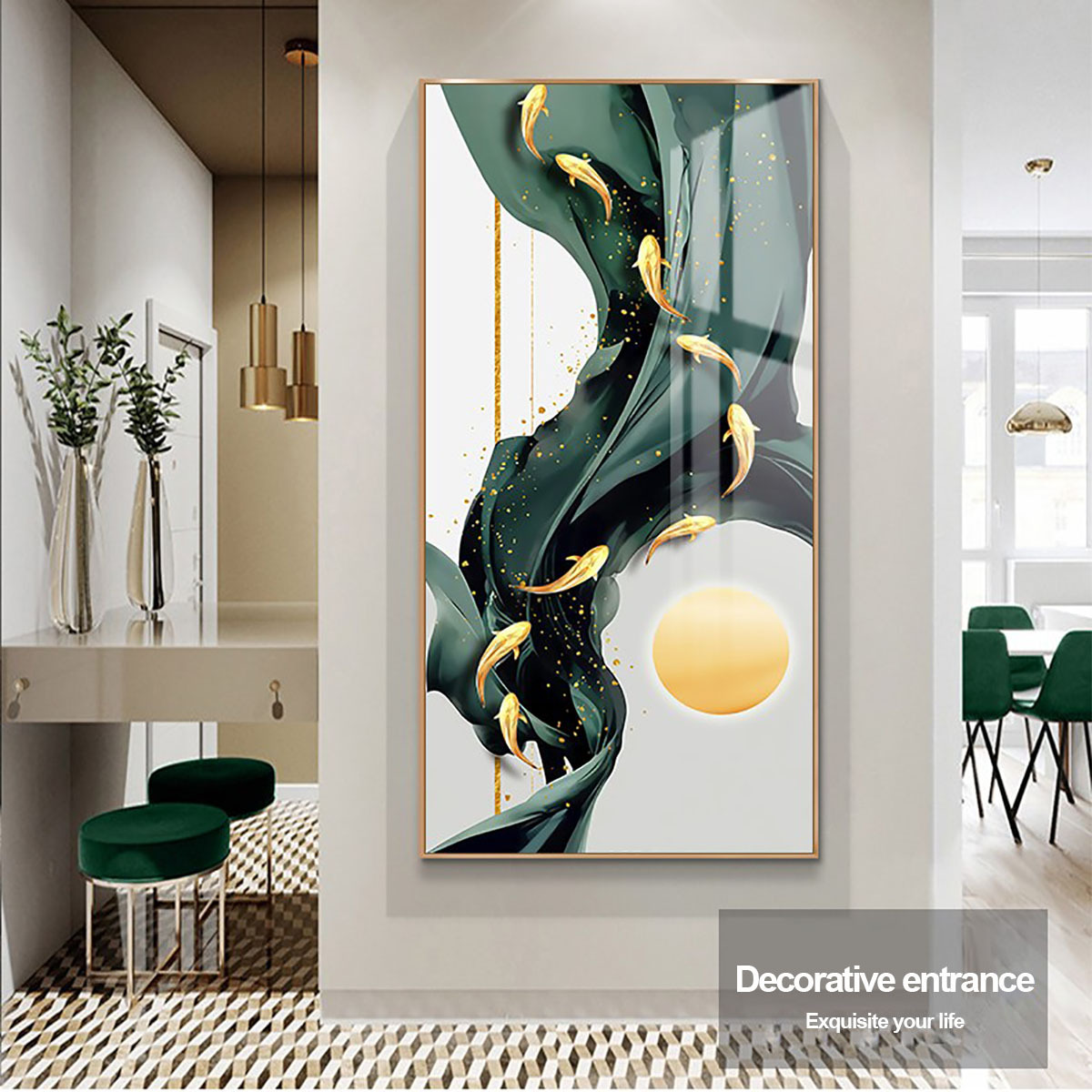 modern Entrance decoration abstract painting decorative picture crystal porcelain painting wall art Hotel Porch Decoration