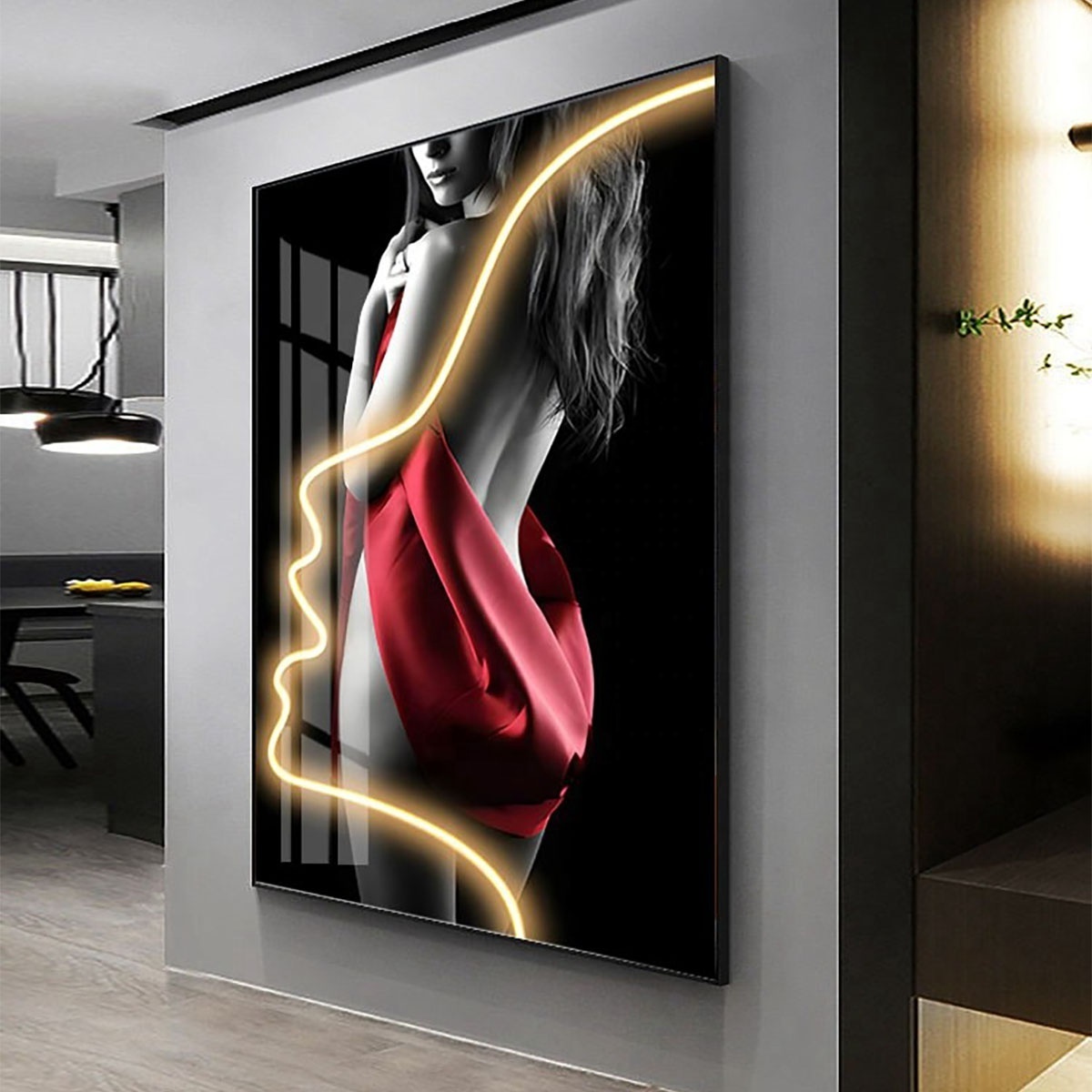 Modern Simple Beauty Figure Painting crystal porcelain decorative paintings Living Room decorative picture