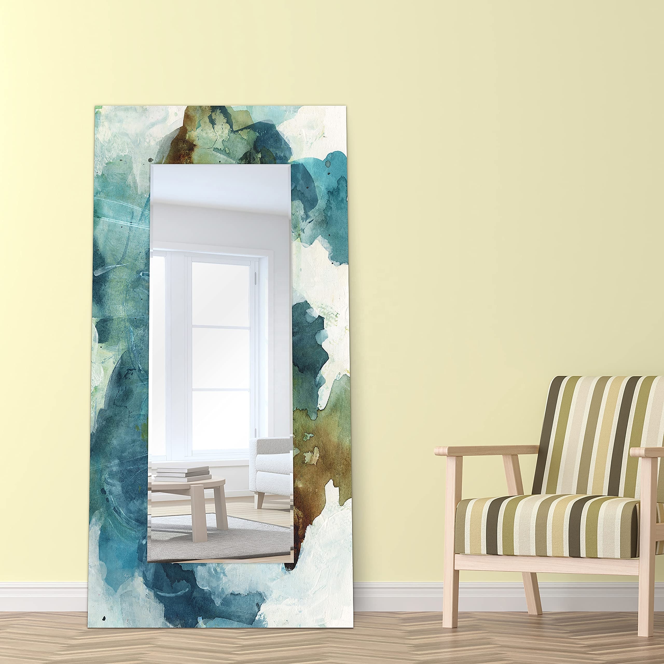 Blue Sky Rectangular Mirror Free Floating Acrylic Printed Tempered Glass wall mirrors modern home decor living room mirror