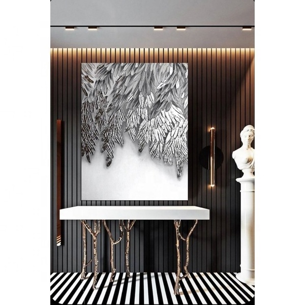 Light Luxury Advanced Specifications Silver Leaf Wall Art Decor With Soft Textures For Living Room Decoration