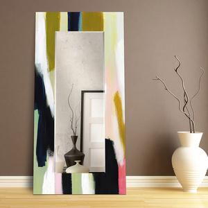 Rectangular beveled wall mirror beveled on dressing table glass wall mirror tempered printed abstract unique round mirrors