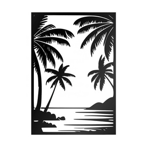 Metal Silhouettes Of palm Trees Tropical Palm Tree Coastal Retreat Beachside metal wall sculpture Wall decor