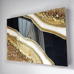 Large modern black gold resin Geode wall art single and combination diamond painting home decor 3D wall art  housewarming gift