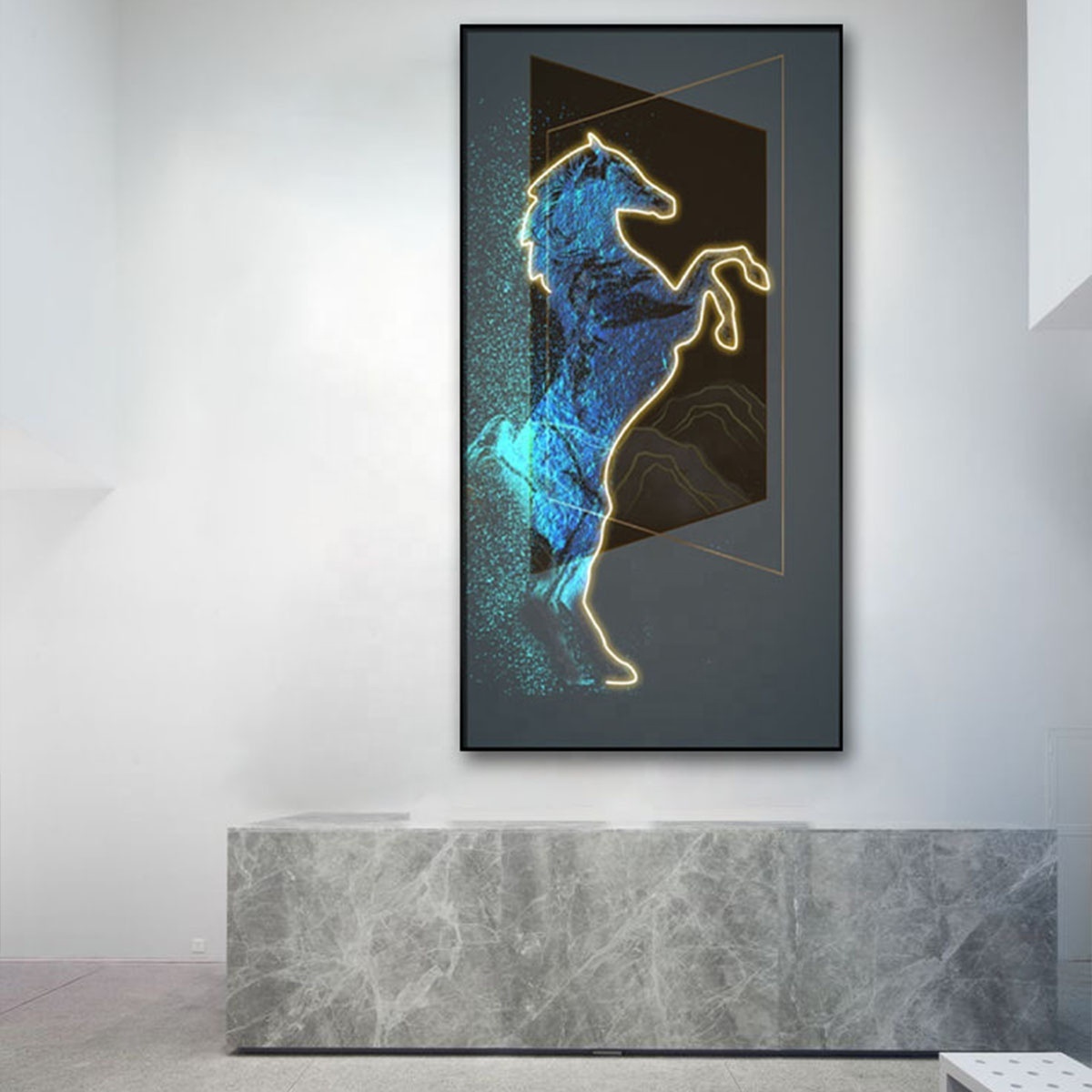 Wall art Decor LED paintings Animal Horse Picture Luxury Style shiny decorative wall painting living room decoration