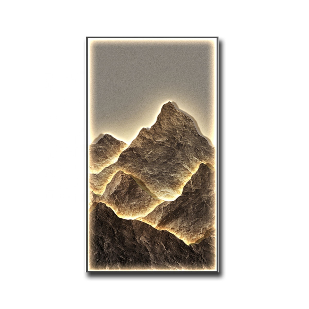 Modern Light Luxury wall art decor Sunshine Gold Mountain Luminous Crystal Porcelain Painting led wall artfor  Hotel Decoration