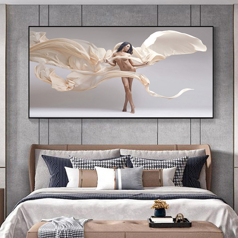 Modern and stylish large wall art decor beautiful girl glass painting for hotel room and bar decoration