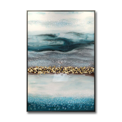 Abstract Navy Blue Gold Seascape epoxy Resin geode resin wall decor Painting 3D wall art Large acrylic painting fluid resin Art