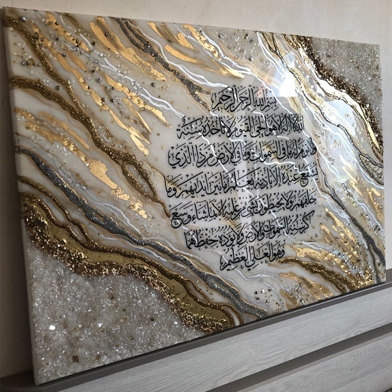 Resin Art made with crystals  gems  glitter  Rock textured 3d  Resin Painting Wall Art Decor  luxury Islamic Home Decor Wall Art