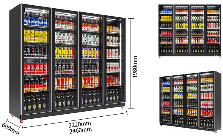 Commercial supermarket refrigerator equipement transparent glass door refrigerator with display soft drink refrigerator fridge