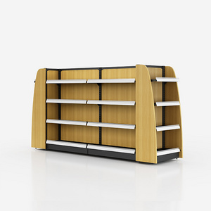 Wooden And Meta combination Display Shelves Gondola Shelving For Wine Rack Display Shelving supermarket