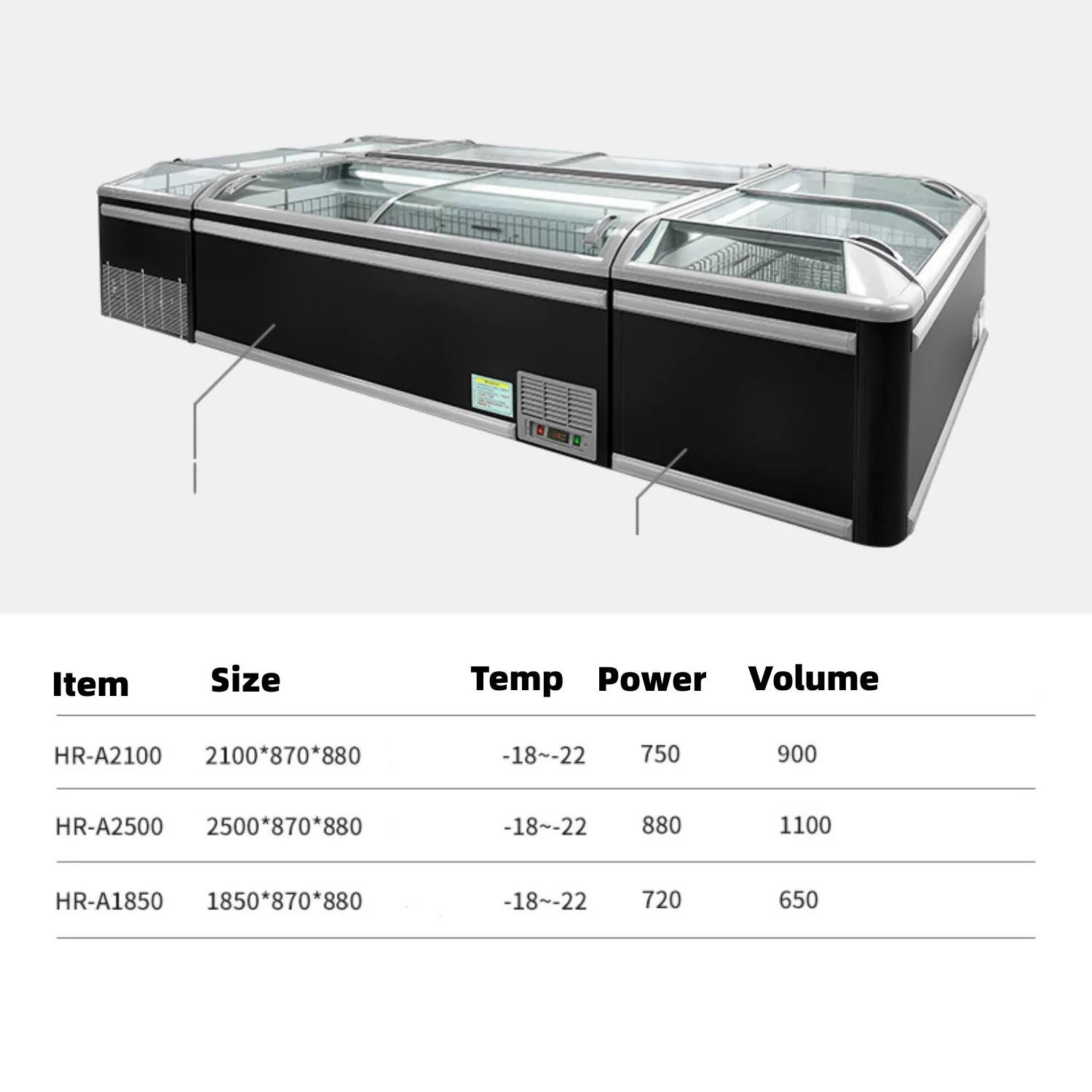 Auto Defrost Chest Freezer Sliding Top Door Island Refrigerator For Sale