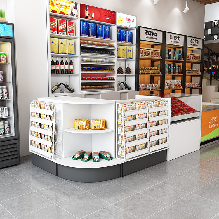 DIY Wooden Checkout Counter with Lock Drawer for Shop Convenience Store