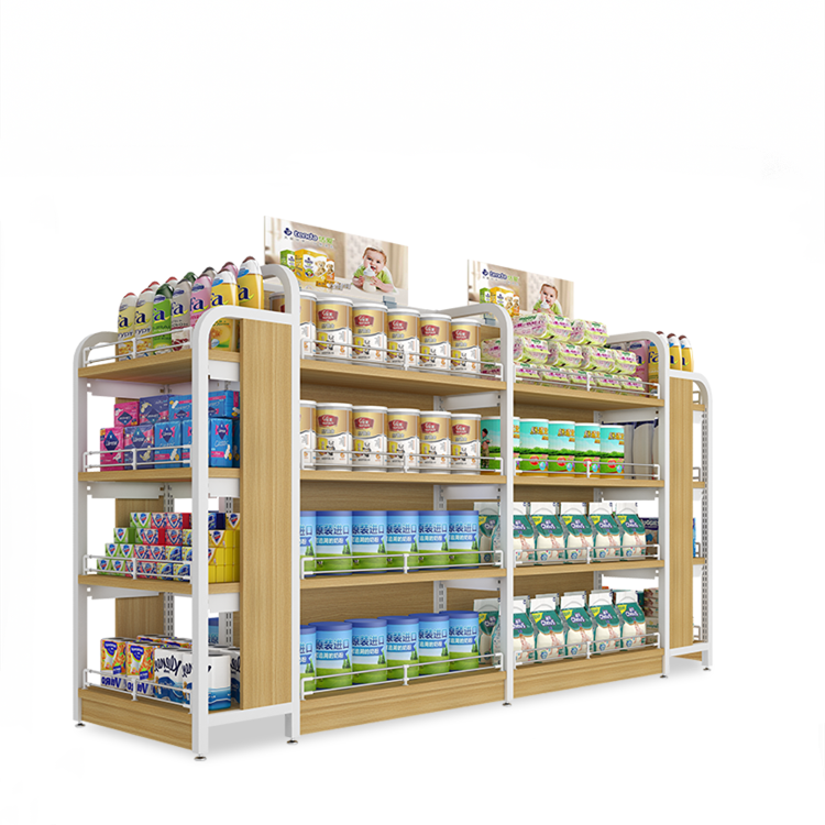 Commercial retail shelves tilted gondola shelving for grocery store/pet shop/snack shop