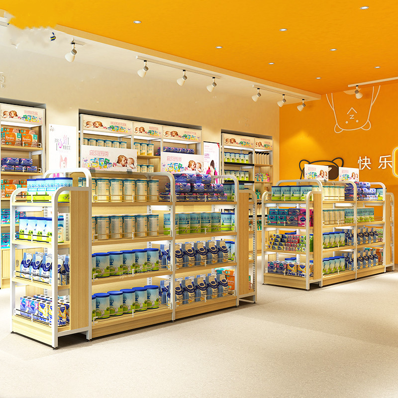 Commercial retail shelves tilted gondola shelving for grocery store/pet shop/snack shop