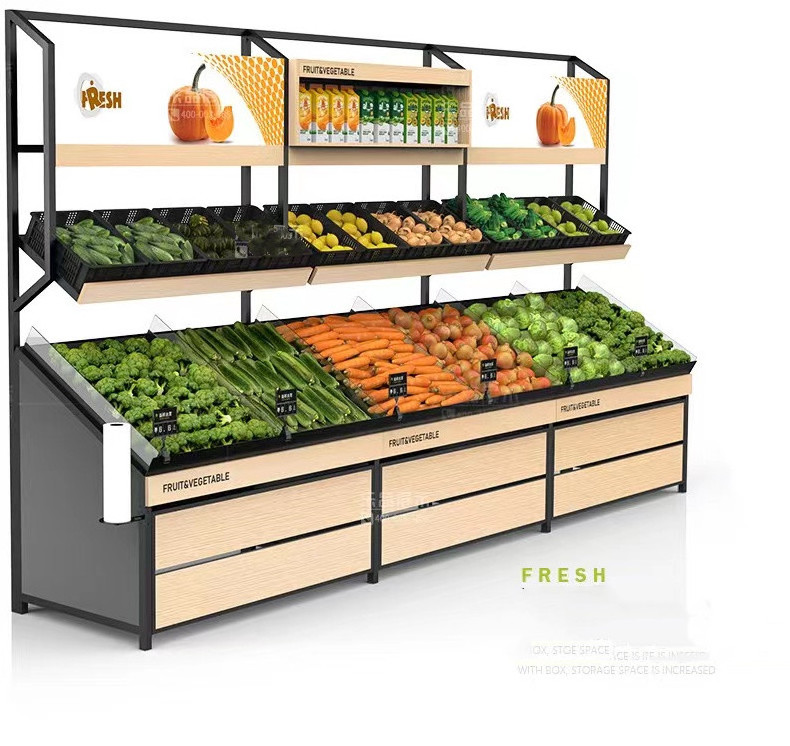 Most popular fruit vegetable stand basket market basket storage display  stand for fruit vegetable shop