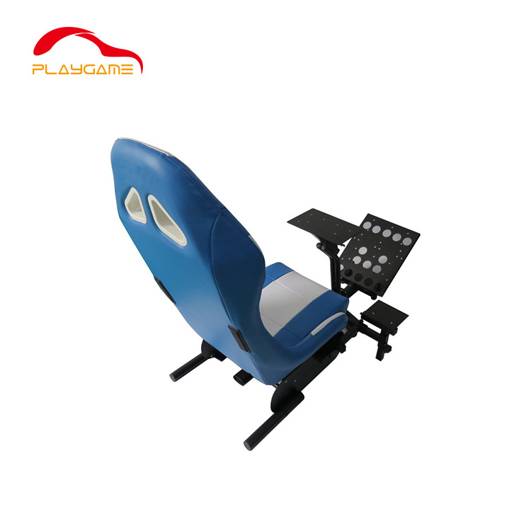 Blue Real Racing Seat Driving Simulator Cockpit Gaming Chair with TV Mount