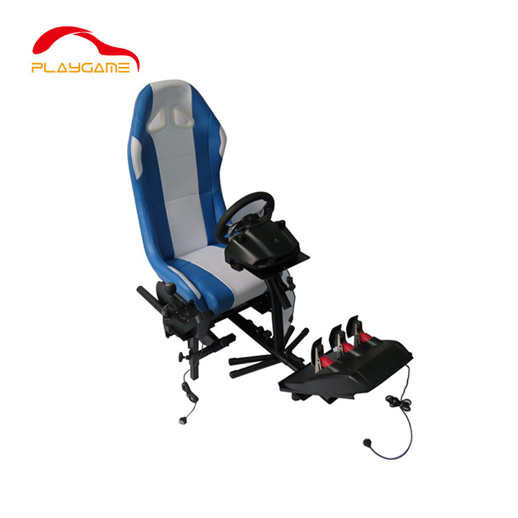 Blue Real Racing Seat Driving Simulator Cockpit Gaming Chair with TV Mount