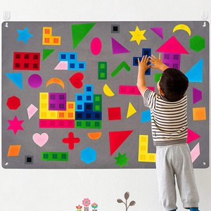 Preschool Shapes Learning Felt Busy Board for Toddlers Montessori Toys Large Wall Hang Storytelling Activities Kit