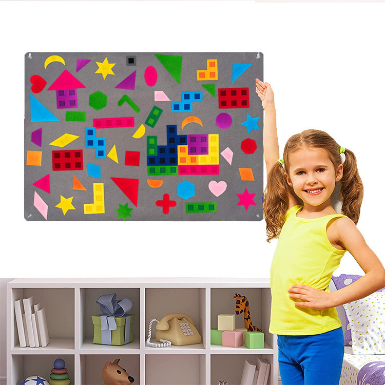 Preschool Shapes Learning Felt Busy Board for Toddlers Montessori Toys Large Wall Hang Storytelling Activities Kit