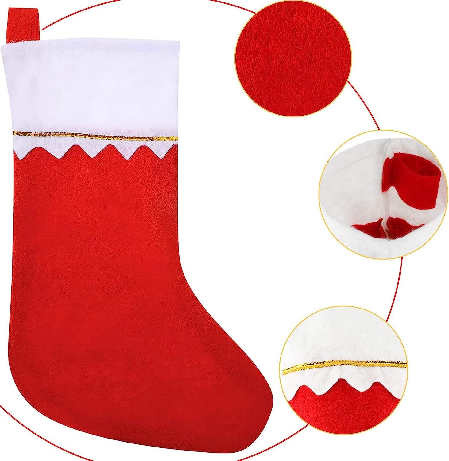 12 Pack Red Felt Christmas Stockings Bulk 15