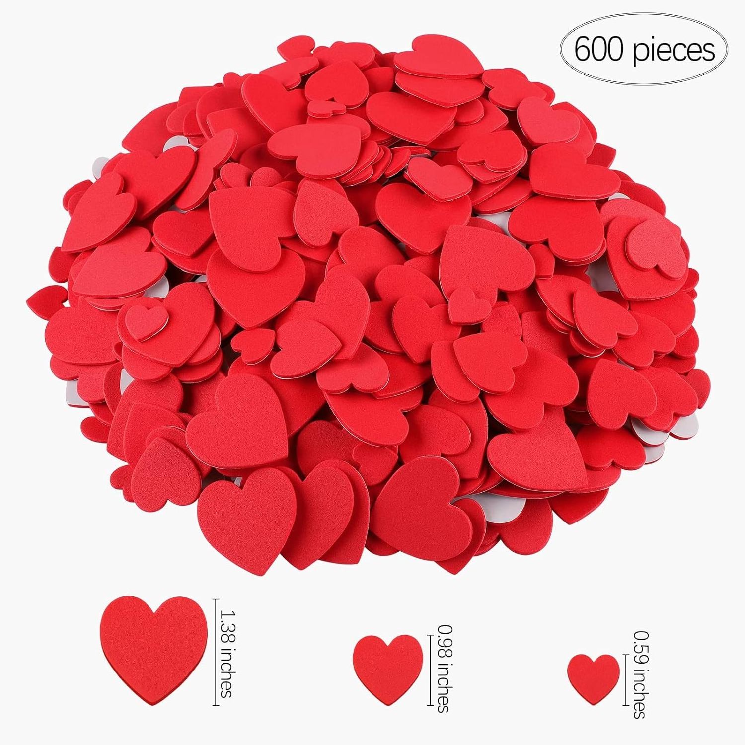 600 Pieces Heart Foam Stickers Self-Adhesive Heart Shaped Craft for Valentine's Day Wedding Party Felt Ornaments Decoration