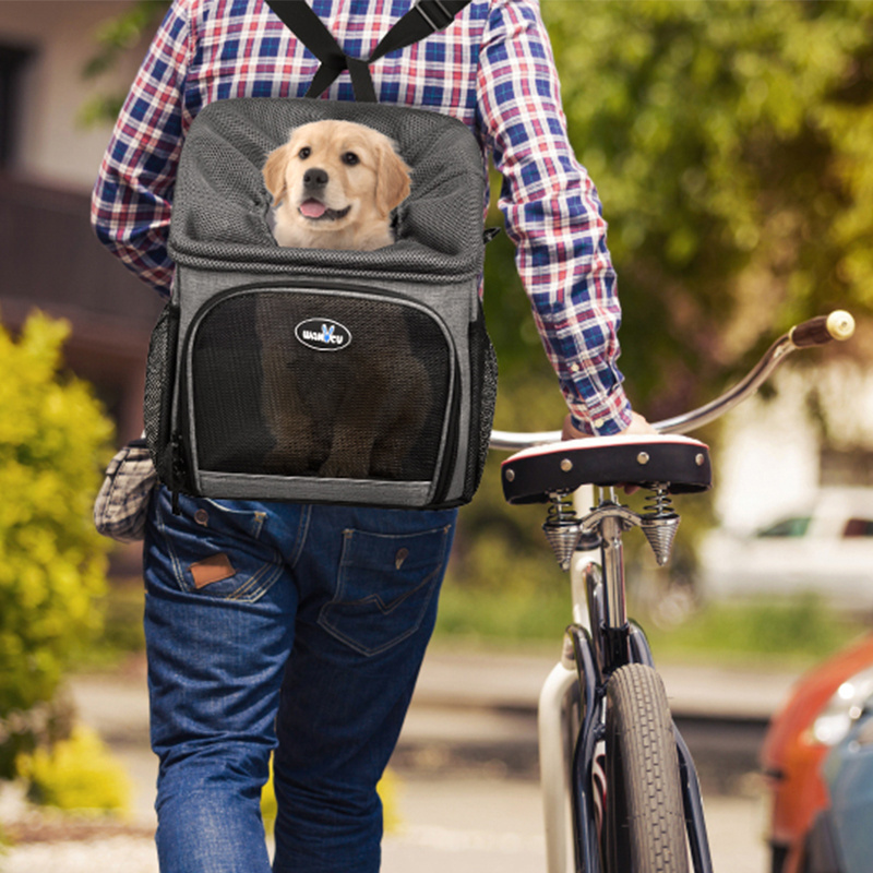 Dog Bike Basket Soft-Sided Sling Travel Carrying Pet Carrier Backpack for Medium Pets Portable Breathable Bicycle Basket Bag