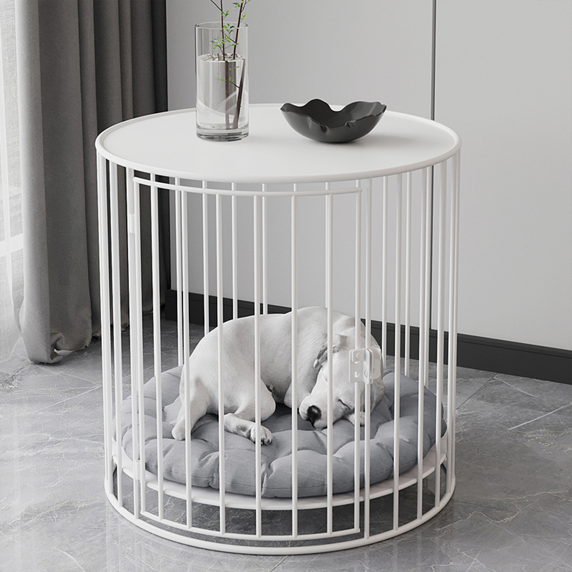 MOFESIPI Heavy Duty Round Dog Cage Metal Kennel and Crate for Small Medium and Large Dogs Easy to Install Anti bite Pet Cage