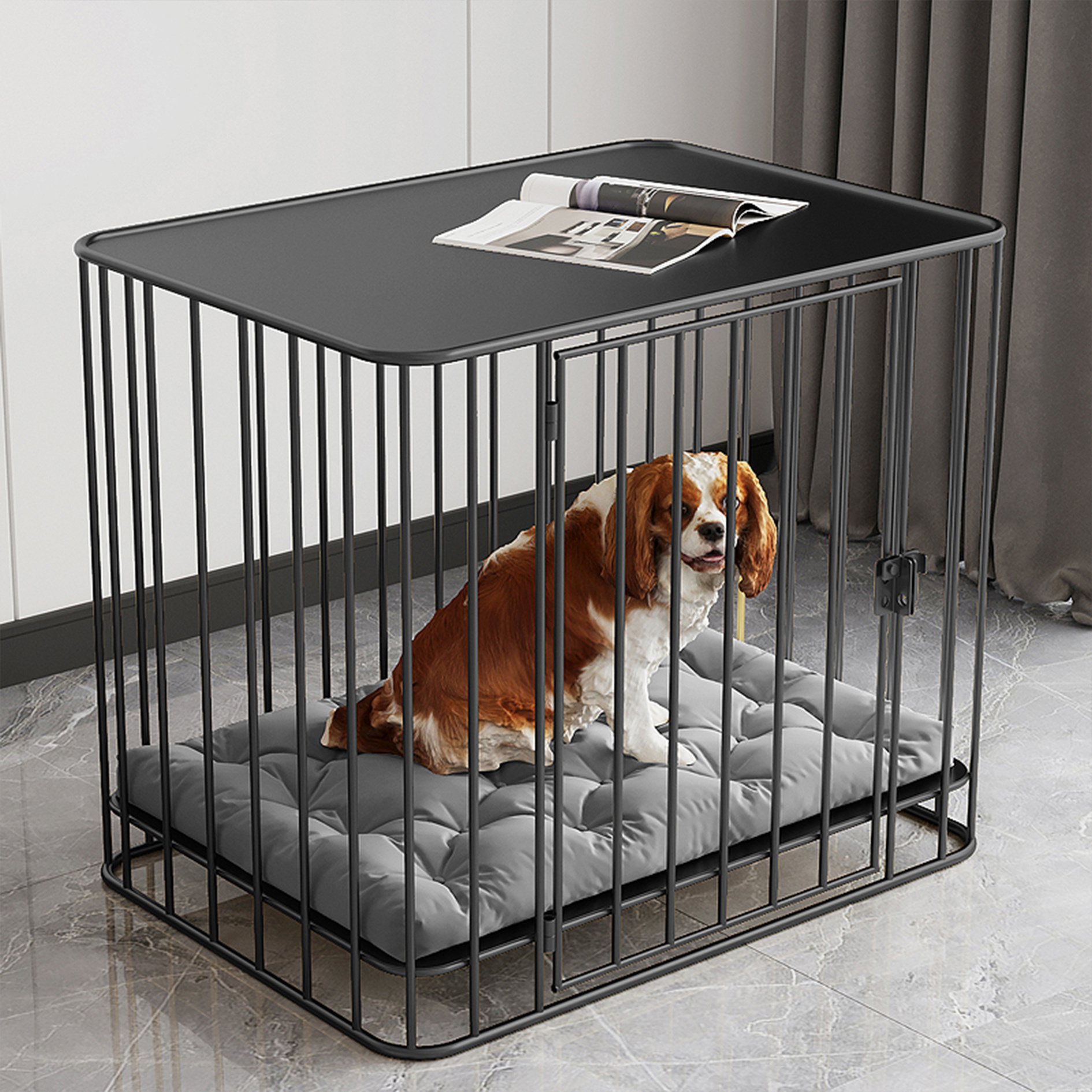 MOFESIPI Heavy Duty Round Dog Cage Metal Kennel and Crate for Small Medium and Large Dogs Easy to Install Anti bite Pet Cage