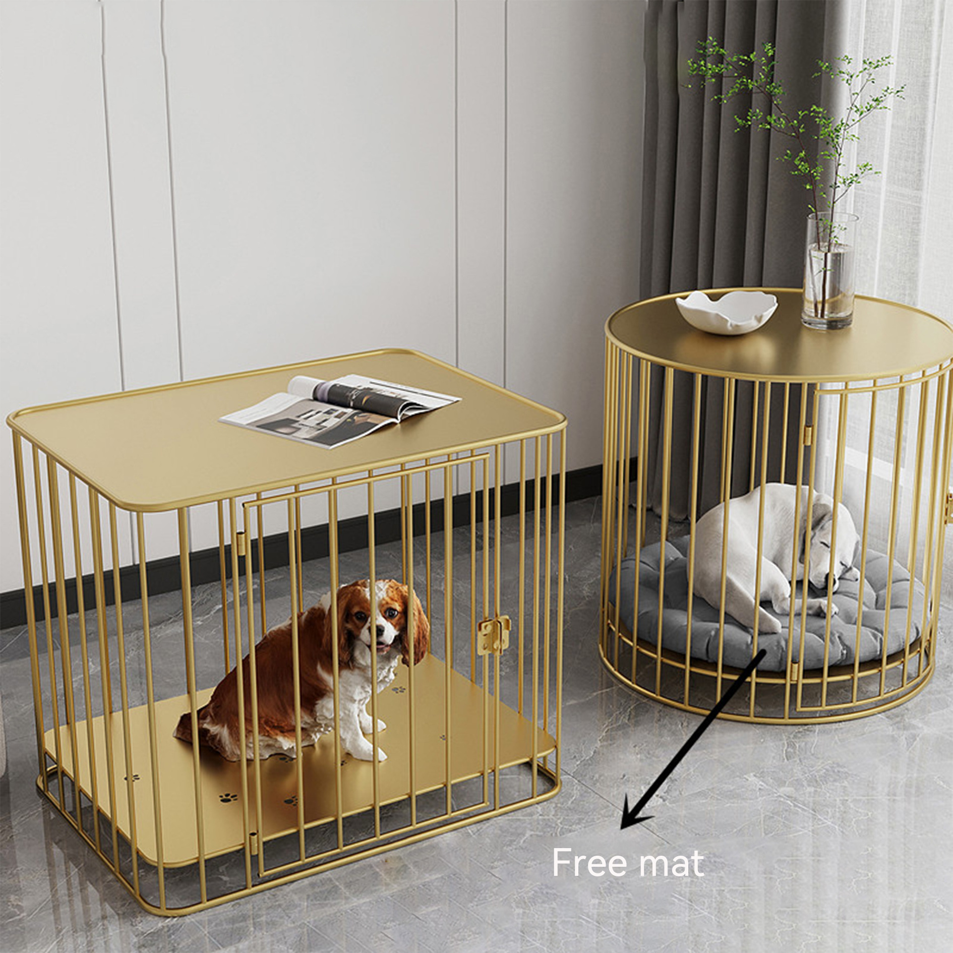 MOFESIPI Heavy Duty Round Dog Cage Metal Kennel and Crate for Small Medium and Large Dogs Easy to Install Anti bite Pet Cage