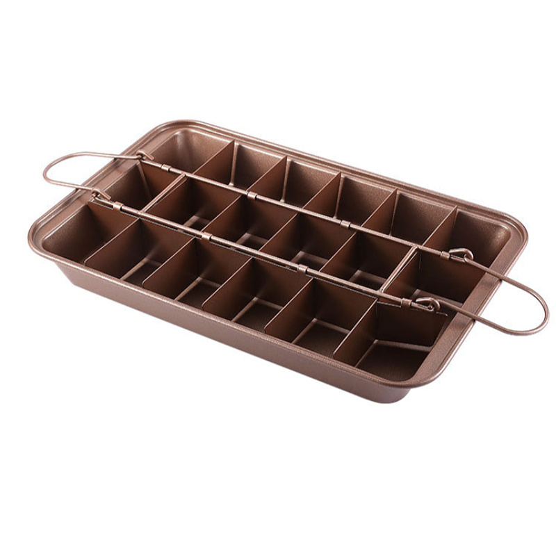 Stainless Carbon Steel Golden Rectangle Flat Removable Non Stick Oven Bakeware Cake Tray Kitchen Brownie Baking Pan