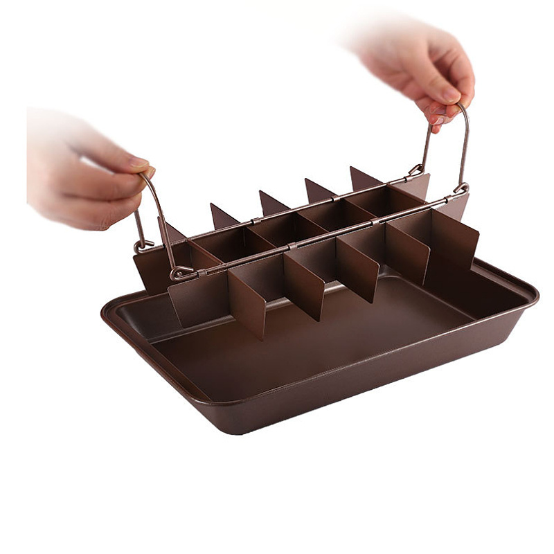 Stainless Carbon Steel Golden Rectangle Flat Removable Non Stick Oven Bakeware Cake Tray Kitchen Brownie Baking Pan