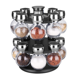 16 with plastic revolving Storage Holder Stand spice and herbs storage containers bottle Rotating spice jar rack set