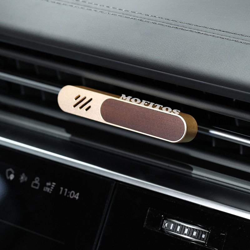 MOFITOS Custom Luxury Solid Metal Aluminum Car Air Freshener Diffuser Auto Wood Car Perfume Vent Clip