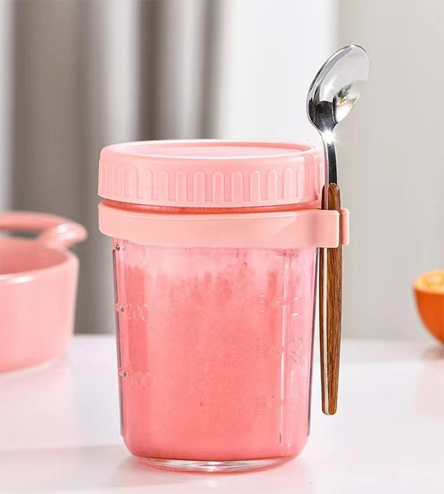 Portable 10oz 16oz Glass Mason Overnight Oats Jars Airtight Beverage Milk Cup Salad Oats Containers With Lids And Spoon