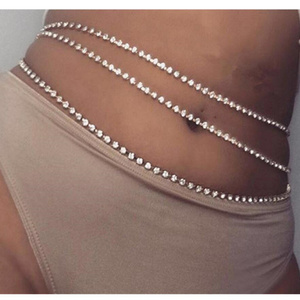 Wholesale Boho Belly Chain Rhinestone Diamond Gold Plated Waist Chain Layers Women Sexy Fashion Jewelry Body Chain