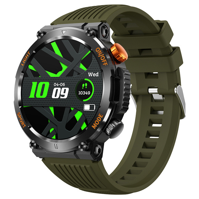 HT17 LED Lights Night Fitness Watch Tracker Blood Pressure IP67 Waterproof 1.46inch Screen Outdoor Sports Smartwatch Men