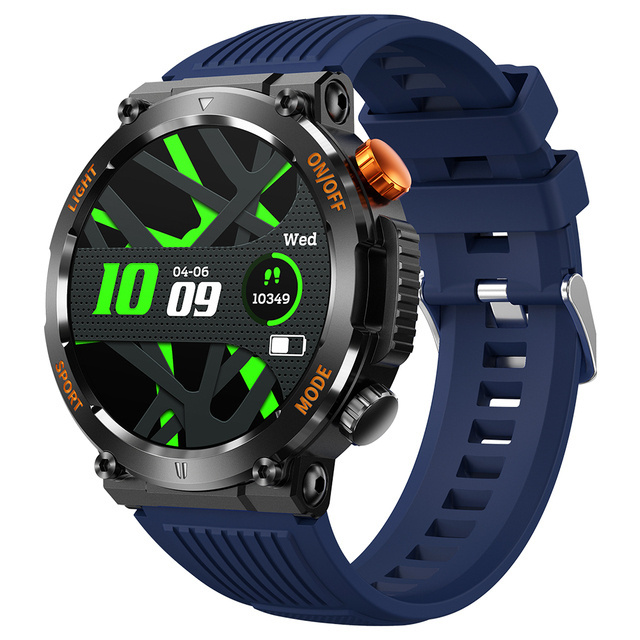 HT17 LED Lights Night Fitness Watch Tracker Blood Pressure IP67 Waterproof 1.46inch Screen Outdoor Sports Smartwatch Men