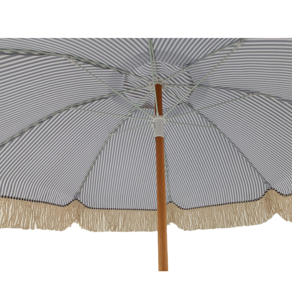 Tiltable Beach Umbrella Luxury Vintage Boho Wooden Pole Fringed Sun Outdoor Parasols Beach Umbrellas With Tassels