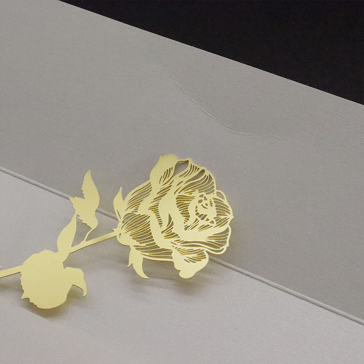 Custom High End Blank Book Mark Clip Promotional Souvenir Gift Etching Brass Plant Rose Shape Metal Bookmark