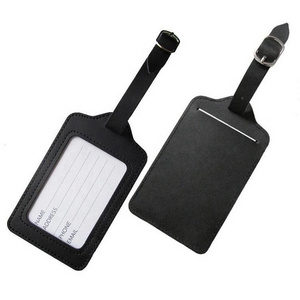 Factory Direct Custom Bulk Luggage Tags Real Leather High Quality Vegan Black Genuine Leather Luggage Tag