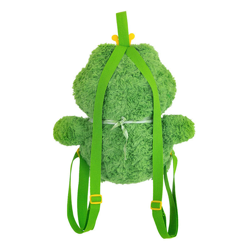 New Arrival Large-Capacity Plush Frog Backpack Shoulder Bag for Kids Adult Stuffed Frog School Animal Bag