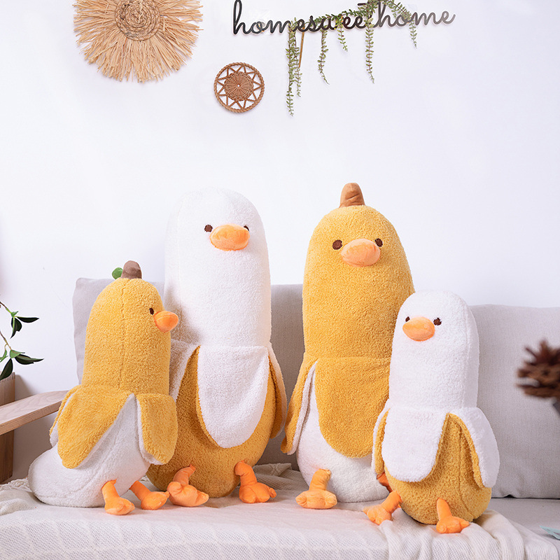 Creative Banana Duck Plush Toy Cute Plushie Hugging Plush Sleeping Bed Pillow Duck Stuffed Animal for Girls and Boys