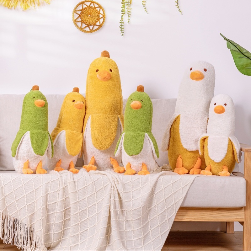 Creative Banana Duck Plush Toy Cute Plushie Hugging Plush Sleeping Bed Pillow Duck Stuffed Animal for Girls and Boys