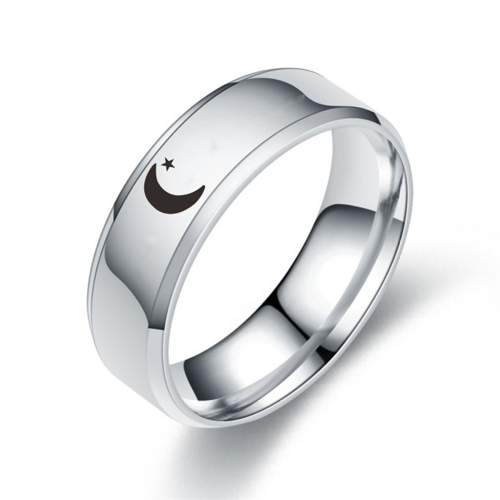 Wholesale Width 6mm Stainless Steel Moon Ring 6mm Stainless Steel Sun Ring Stainless Steel Couple Ring