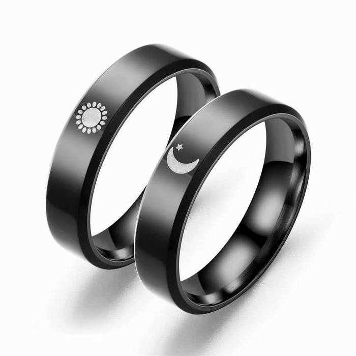 Wholesale Width 6mm Stainless Steel Moon Ring 6mm Stainless Steel Sun Ring Stainless Steel Couple Ring