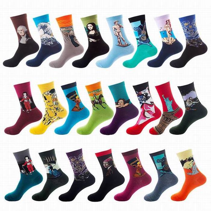 Wholesale Oil Painting Printed Socks Full Printing Mid-tube Socks Fashion Ins Socks