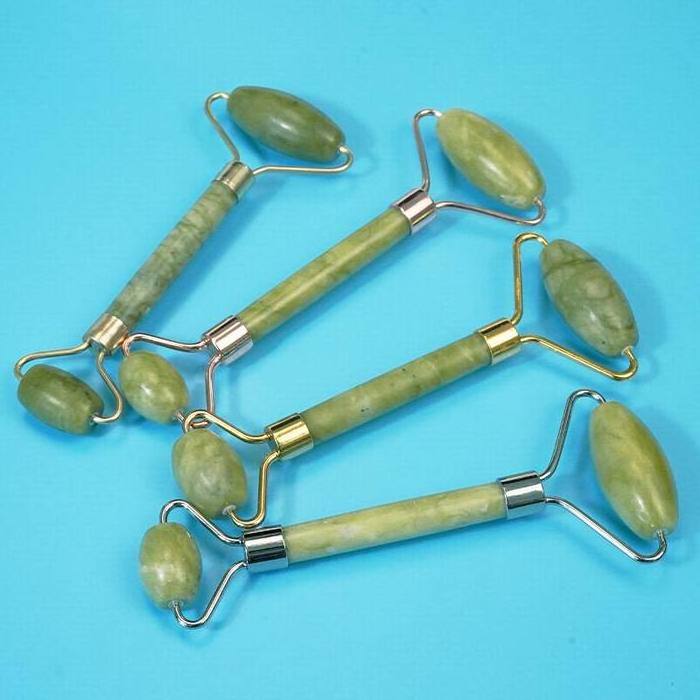 Customized Logo Green Jade Roller & Gua Sha Set Face Roller Skin Care Tools Facial Massage Jade Roller