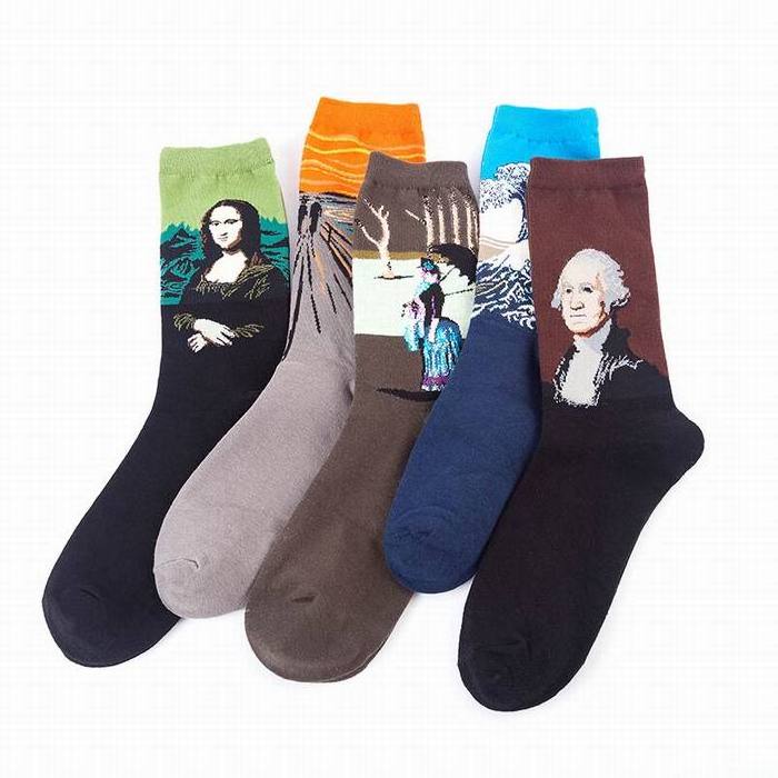 Wholesale Oil Painting Printed Socks Full Printing Mid-tube Socks Fashion Ins Socks