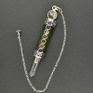 Labrodoride 3 piece pipe Crystal Pendulum Comes With Healing Stone Chakra Stone For Emf Protection-Used As Chakra Pendulum